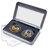 Temple Salt Lake LDS AND Manti Utah LDS Medallions in Deluxe Display Tin Box - 2 coin set with bonus polishing cloth