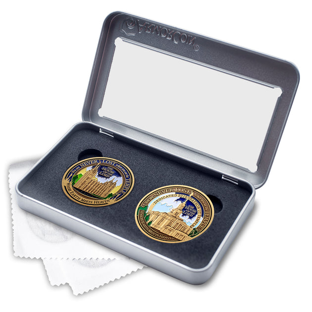 Salt Lake and Payson Temples two medallion gift set