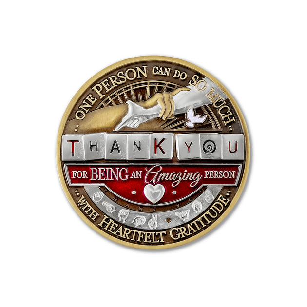 Thank You Gratitude Gift coins · Let Your Light Shine Coins with Collectors Tin Box - 2 Coin Set with Polishing cloth