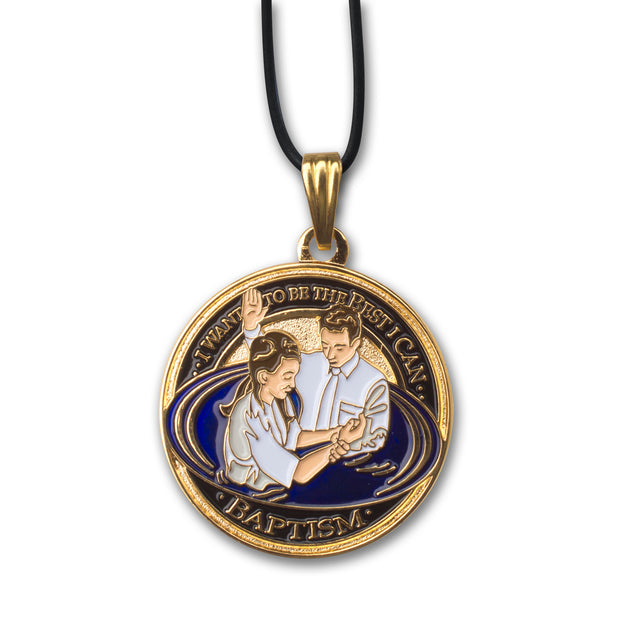 LDS Baptism Pendant Necklace with Cord